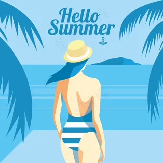 欢乐夏日海滨派对休闲时光旅游矢量