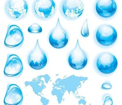 水滴水滴地球矢量变化eps,ai矢量模版下载