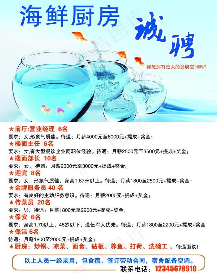 海鲜厨房招聘广告图片psd模版下载