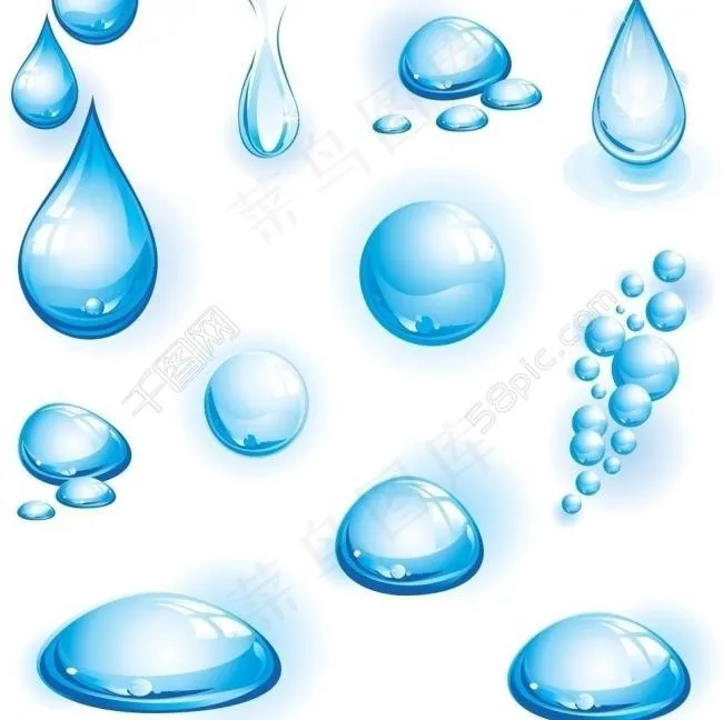 蓝色水珠水滴图片ai矢量模版下载