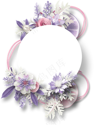 花朵柠檬装饰圆形边框