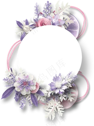 花朵柠檬装饰圆形边框