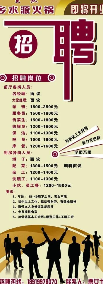 火锅店招聘易拉宝图片psd模版下载