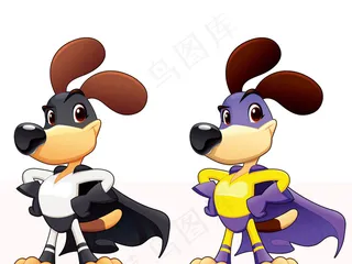 手绘卡通狗超人形象eps矢量素材