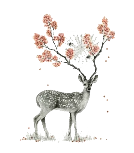 水墨画梅花鹿
