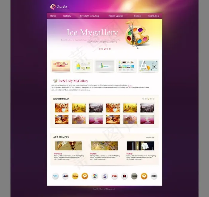 画廊网页模板无代码图片psd模版下载