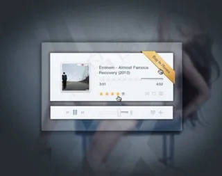 简洁清爽玻璃边框音乐播放器界面