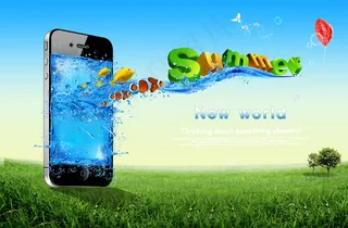 创意手机春天广告PSD分层海