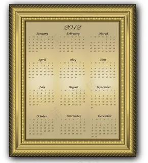 金色相框边框2012日历图片