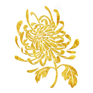 中国风传统烫金鲜花花纹装饰图之,免抠元素