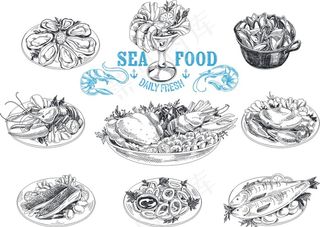 手绘海鲜