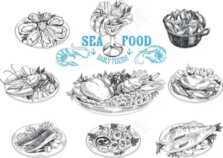 手绘海鲜