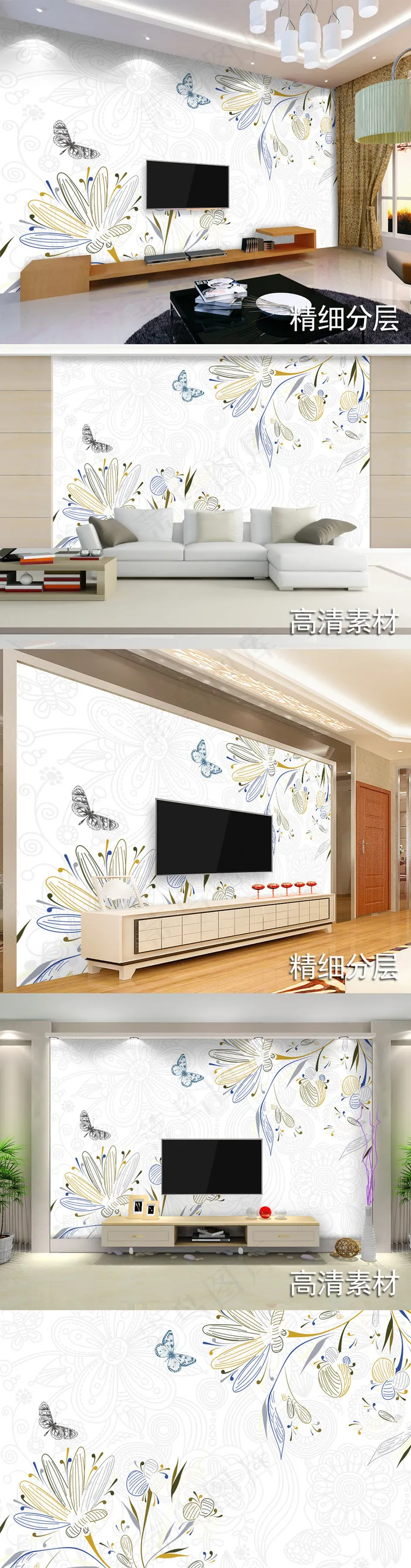 欧式花纹底纹抽象花电视背景墙壁画壁...