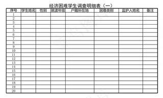 经济困难学生调查明细表
