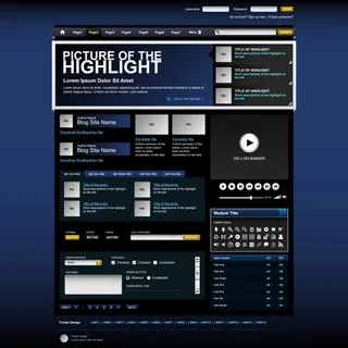 深蓝色网页模板素材下载