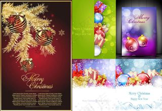圣诞节吊球与礼盒等主题矢量素材免费...