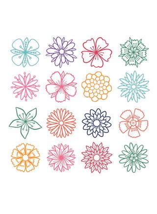 花卉简笔插画素材