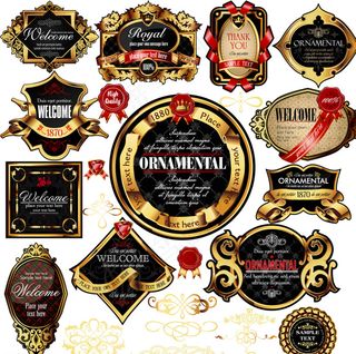 烟酒高档大气质感标签图片