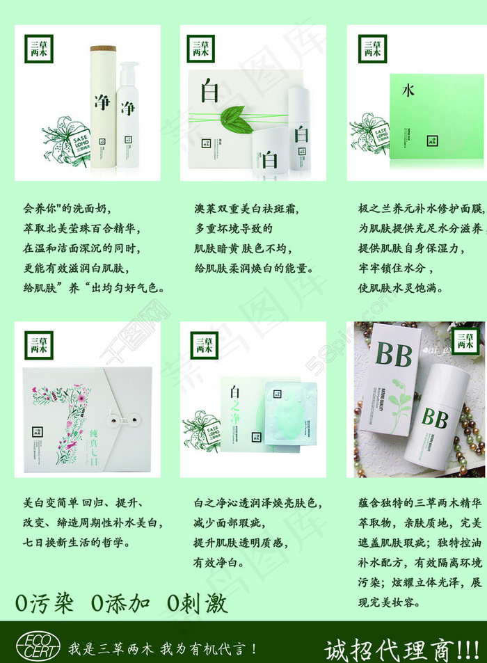 三草两木   化妆品宣传单图片psd模版下载