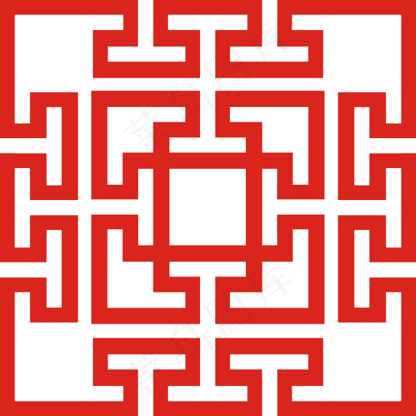 中式红色花格窗格PNG素材psd模版下载
