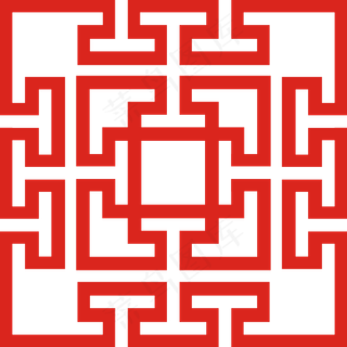 中式红色花格窗格PNG素材