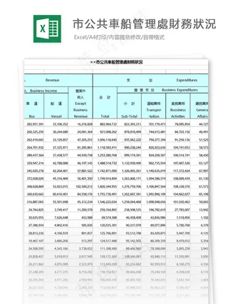 市公共車船管理處財務狀況表格