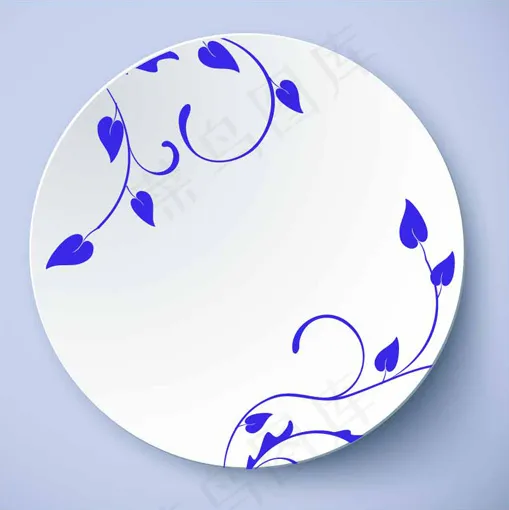 盘子花纹 青花图案ai矢量模版下载
