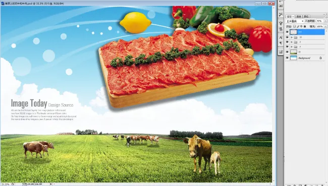 草原上的奶牛和牛肉