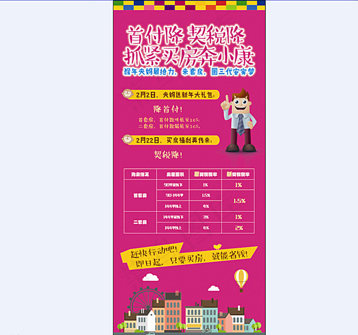房地产降契税降首付展架图片ai矢量模版下载