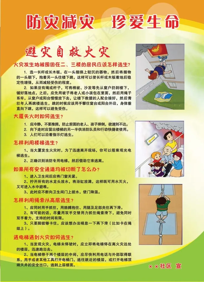 防灾减灾展板psd模版下载