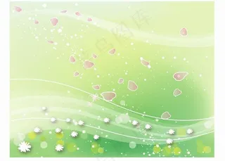 韩国绿色春天花纹矢量素材14