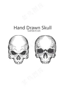 手绘恐怖骷髅头插画 手绘恐怖骷髅头插画
