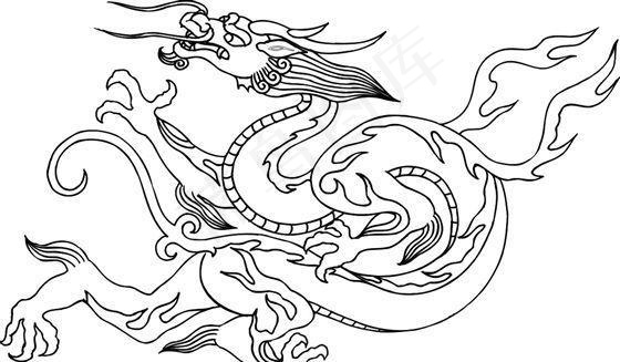 龙纹 中华传统 花纹 黑白 装饰 AIai矢量模版下载