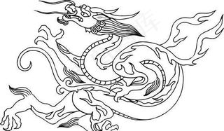 龙纹 中华传统 花纹 黑白 装饰 AI