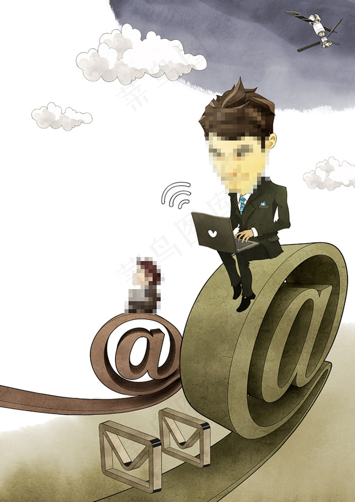 商业人物与邮箱符号图片