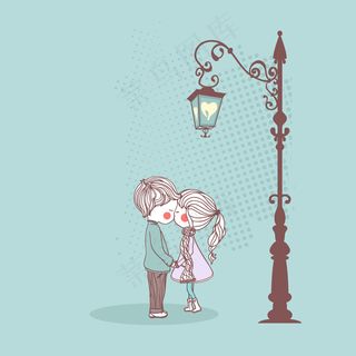 可爱两小无猜矢量插画