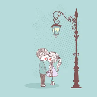 可爱两小无猜矢量插画