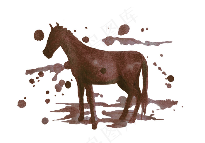 咖啡墨迹动物素材