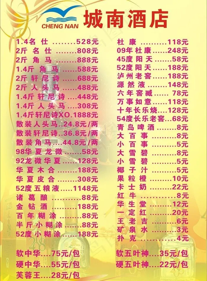 酒水牌矢量素材图片cdr矢量模版下载