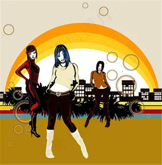 城市女孩矢量素材