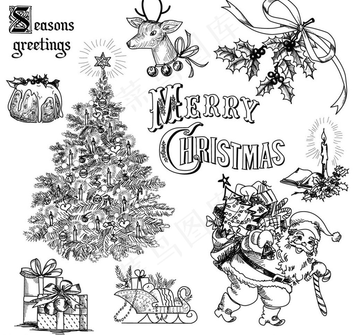 手绘圣诞背景图片