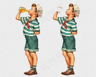 复古手拿饮料芒果汁PNG免扣图PS...