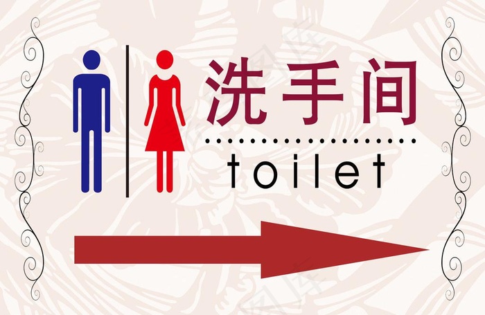 洗手间指示牌图片