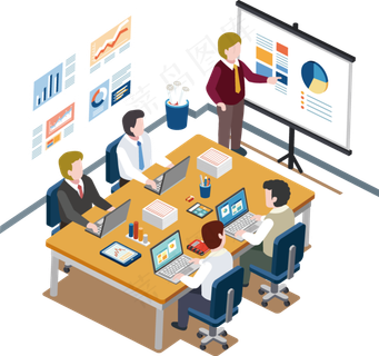 商务一群人开会讨论海报素材