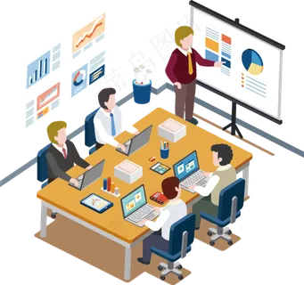 商务一群人开会讨论海报素材