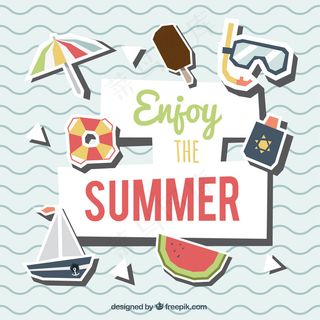 夏季元素的波浪背景