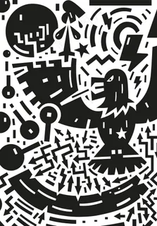 抽象卡通黑白图案—矢量素材10