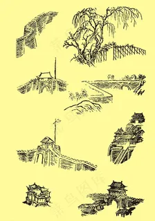 国画古代建筑图片