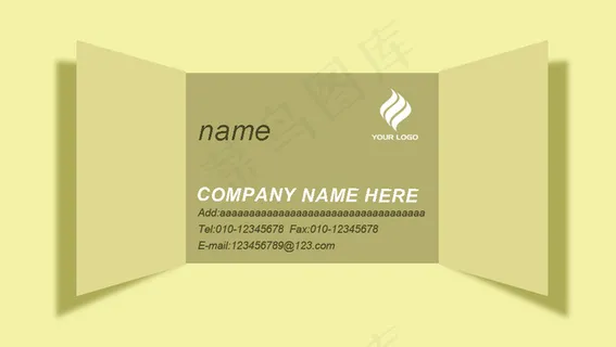 个性三折页名片PSD设计模板