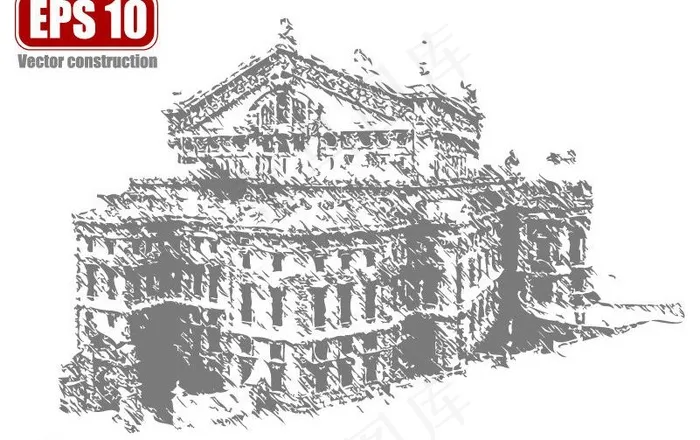 建筑矢量剪影图片eps,ai矢量模版下载
